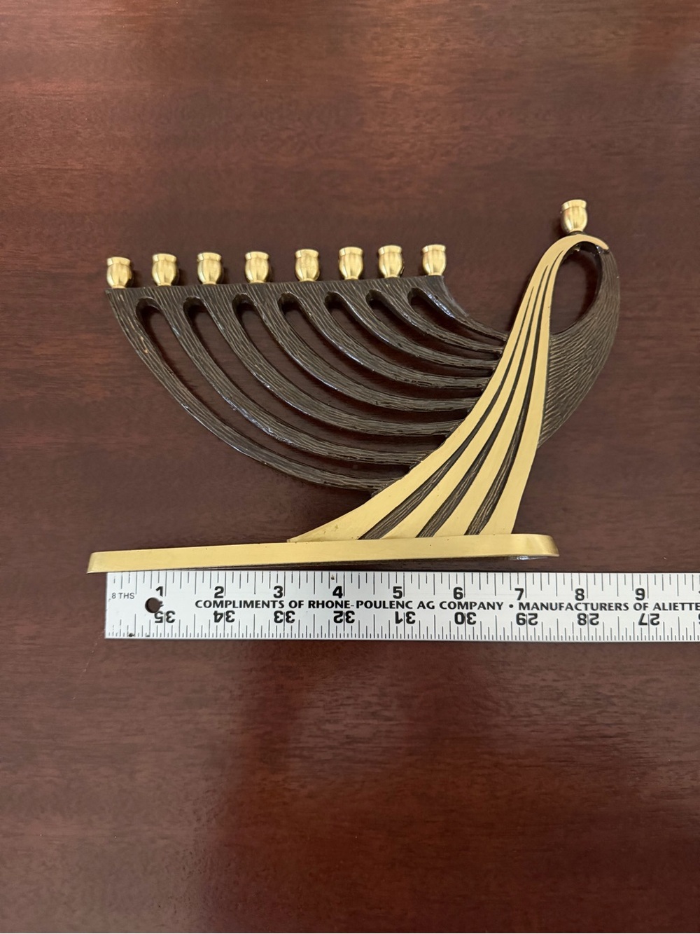 Modern Gold and Dark Bronze Menorah